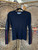 Y2K Tommy Hilfiger Ribbed Knit Sweater Navy Blue Logo Sleeve Women's Size Large