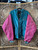 Vintage 80s 90s Oakton Color Block Zip Hood Full Zip Puffer Jacket Size Large L