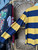 Y2K Polo Ralph Lauren RL Yellow & Navy Blue Striped Long sleeve Rugby Polo Shirt Size Medium