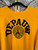 Vintage 80s DePauw University Greencastle, Indiana Flock Print Yellow Crewneck Sweatshirt Size XL