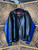 Y2K NFL Indianapolis Colts Black & Blue Faux Leather Bomber Jacket Size XL