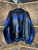 Y2K NFL Indianapolis Colts Black & Blue Faux Leather Bomber Jacket Size XL