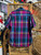 Vtg Christian Dior Monsieur Plaid Magenta Green Blue Button Down Shirt Size Large