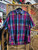 Vtg Christian Dior Monsieur Plaid Magenta Green Blue Button Down Shirt Size Large