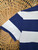 Vintage Ralph Lauren Blue & White Striped Collared Polo Shirt Women's Size Medium