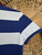 Vintage Ralph Lauren Blue & White Striped Collared Polo Shirt Women's Size Medium