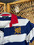 Vintage Ralph Lauren Blue & White Striped Collared Polo Shirt Women's Size Medium