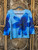 Vintage 90s Y2K Museum Blue Lily Quarter Sleeve Top Women's Size Medium