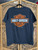 Vintage Harley Davidson Motorcycle Blue Wolf Black T-Shirt Size Large