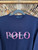 Polo Ralph Lauren RL Pink Spell Out Navy Blue Crewneck Sweatshirt Size Medium