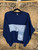 Vintage German Custom Navy Blue Color Block Side Pocket Crewneck Sweatshirt Size XL X-Large