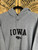 Vintage Nike Team 90s Y2K University of Iowa Hawkeyes Center Check Grey Hooded Sweatshirt Size Large