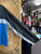 Vintage 80s Nike Blue Label Black, Aqua Blue, Grey Stripe Windbreaker Size Large