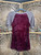 Vintage SELF Burgundy Crushed Velvet With Lace Women's Top Size Medium