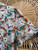 Vintage Queen Casuals Beige Floral Petal Sleeve Button Up Women's Size Large