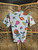 Vintage S.S. Sails Fruit Doodles Tie Front Button Down Shirt Women's Size Small