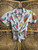 Vintage S.S. Sails Fruit Doodles Tie Front Button Down Shirt Women's Size Small