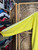 Y2K  Adidas Yellow With White Stripes Chenille Patch Quarter Zip Sweatshirt Size Small