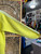 Y2K  Adidas Yellow With White Stripes Chenille Patch Quarter Zip Sweatshirt Size Small