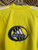 Y2K  Adidas Yellow With White Stripes Chenille Patch Quarter Zip Sweatshirt Size Small