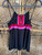 Vtg Y2K Bisou Bisou Pink Black Ruched Tank Top Women's Size Small