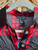 DS i Believe Red & Black Satin Button Down Top Women's Size Medium