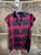 DS i Believe Red & Black Satin Button Down Top Women's Size Medium