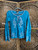 Vintage Y2K Bebe Blue Dye Print Keyhole Long Sleeve Top Women's Size Medium