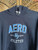 Y2K Aeropostale Athletics Felt Stitched Navy Blue Hooded Sweatshirt Size Medium M