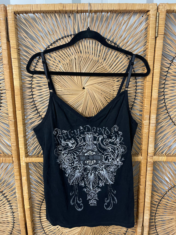 2010 Harley Davidson Indianapolis Indiana Black Spaghetti Strap Shirt Women's Size XL