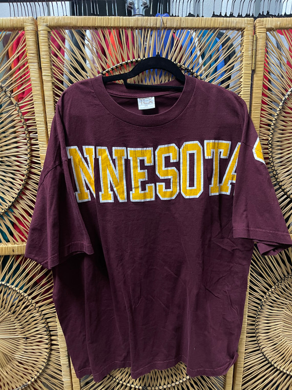 Y2K TCX Minnesota University Golden Gophers Spellout T-Shirt Size 2XL