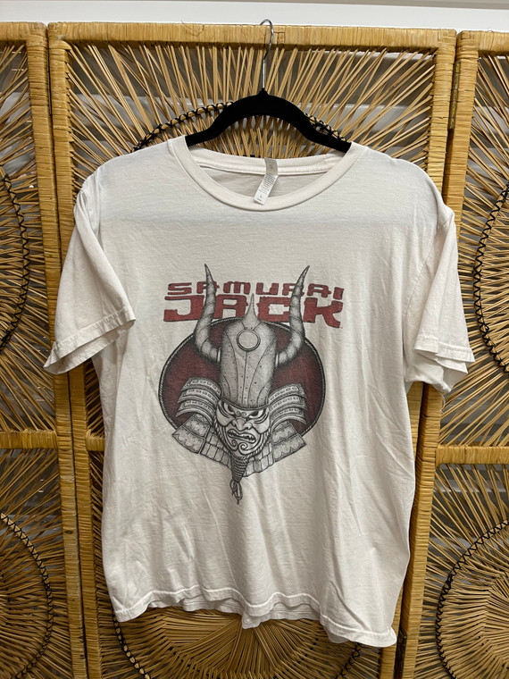 Y2K Cartoon Network Samurai Jack White T-Shirt Size Large