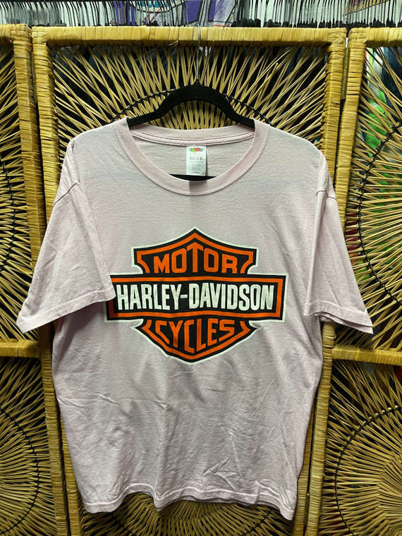Vtg Harley Davidson Cycles Light Pink T-Shirt Size Large