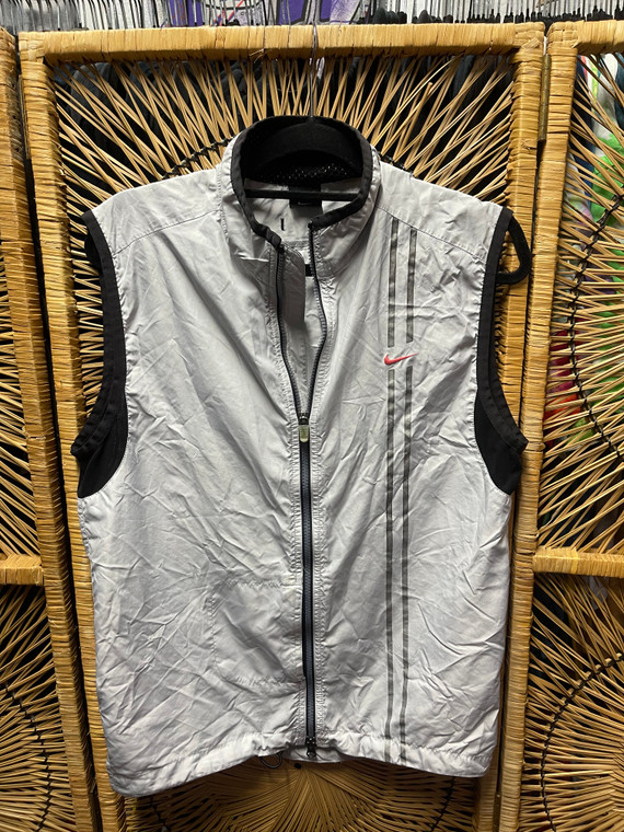 Vtg Nike Gray Windbreaker Vest Size Small