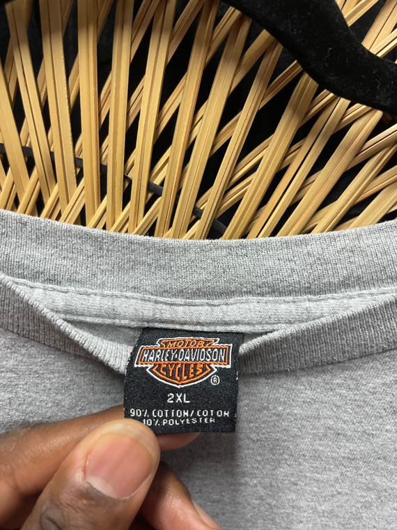 Y2K Harley Davidson Motorcycles Gray Pocket T-Shirt Size 2XL