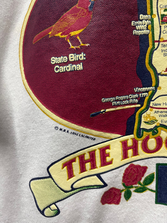 Indiana The Hoosier State White Graphic T-Shirt Size Large