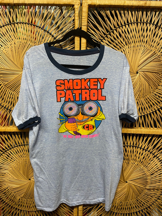 Vtg 70s Smokey Patrol Blue Ringer Graphic T-shirt Size XL