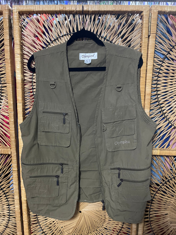 Y2K OlympinA Tan Hunting Fishing Vest Size Medium