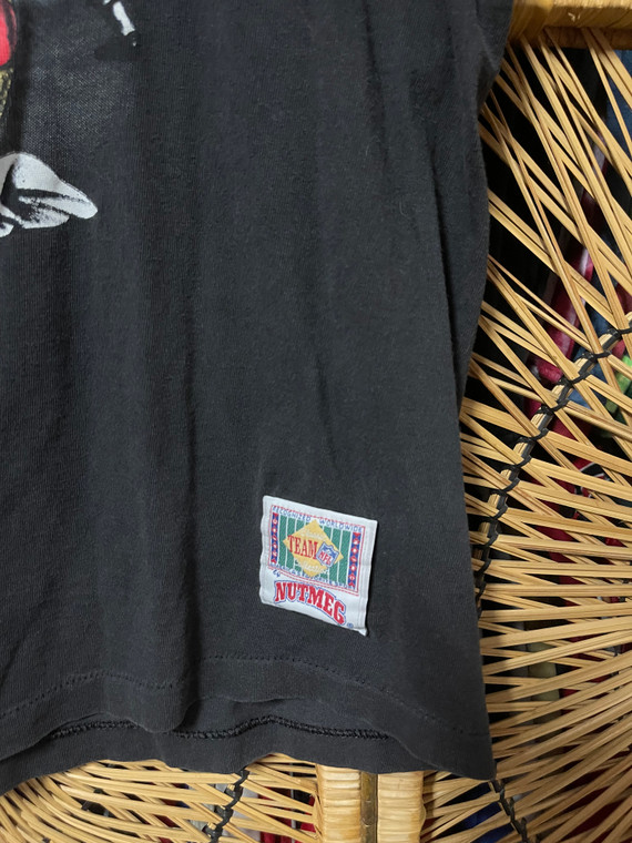 90s Nutmeg Mills NFL San Francisco 49ers Football Embroidered Black T-Shirt Size Large