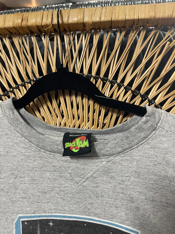Vintage 1996 90s Space Jam Tunesquad Gray Crewneck Sweatshirt Size Large