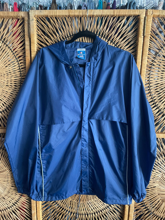 90s Champion Blue Windbreaker Jacket Size Medium