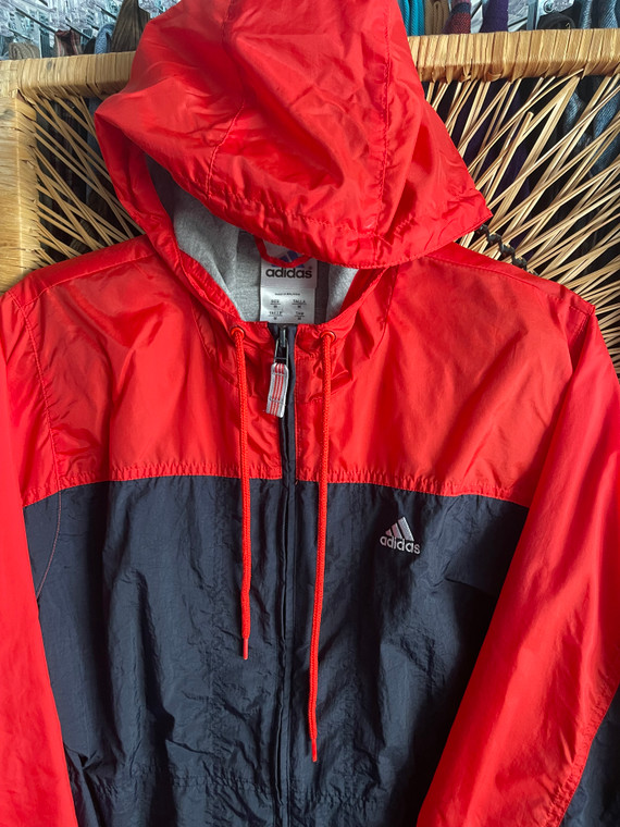 Y2K Adidas Red & Navy Blue Windbreaker Jacket Size Medium