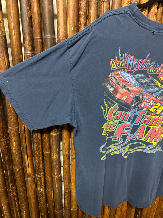 90's NASCAR Jeff Gordon "In The Hot Seat" Navy T-Shirt Size XXL