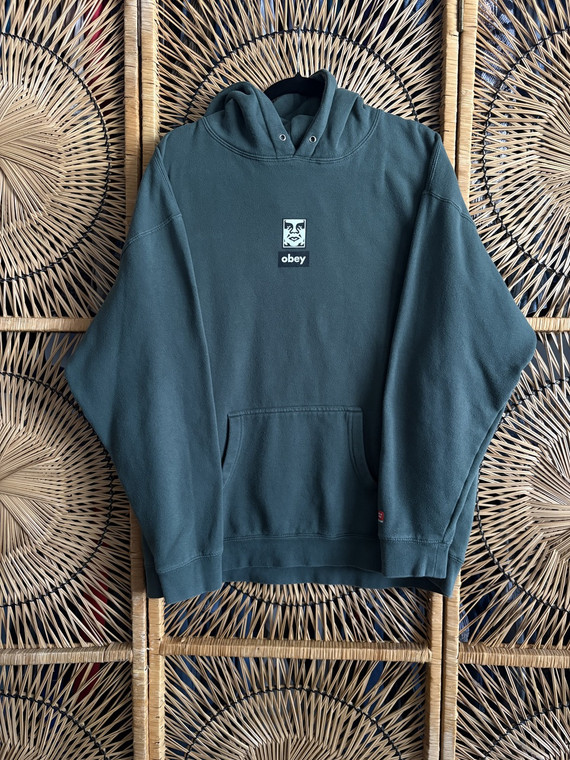 Y2K Obey Propaganda Andre the Giant Green Hoodie Sweatshirt Size XL