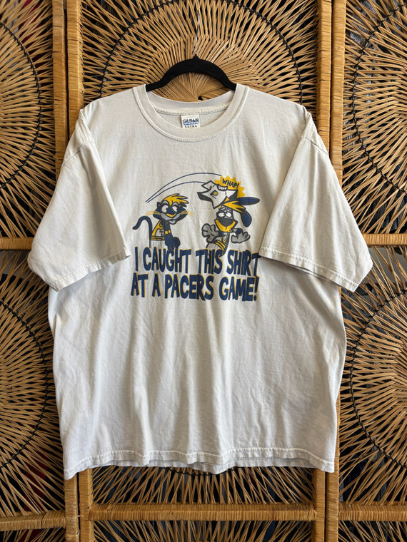 Y2K NBA Indiana Pacers Boomer & Bowser White T-Shirt Size XXL