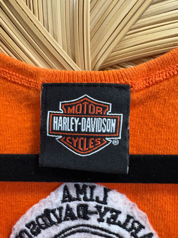 Y2K Harley Davidson HD Lima OH Women's Orange Baby Tank Size Large Y2K Harley Davidson HD Lima OH Women's Orange Baby Tank Size Large