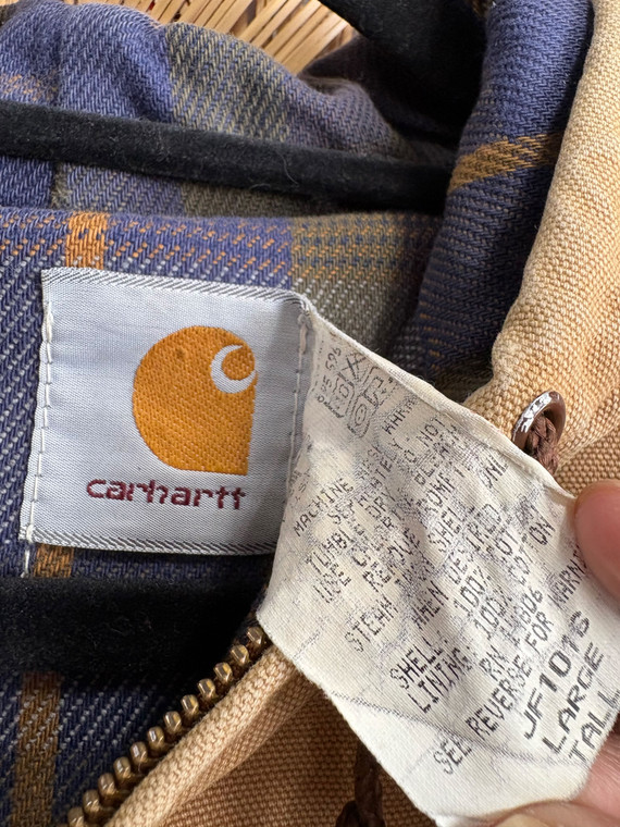 Vintage Sandstone Carhartt Blanket Lined Hooded Work Jacket Coat Size Large Tall Vintage Sandstone Carhartt Blanket Lined Hooded Work Jacket Coat Size Large Tall