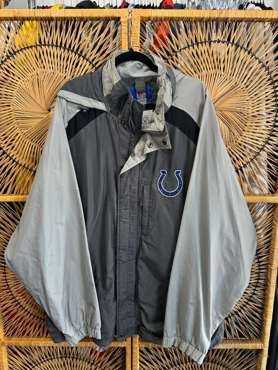 Y2K NFL Reebok Indianapolis Colts Greyscale Insulated Windbreaker Size 2XL XXL