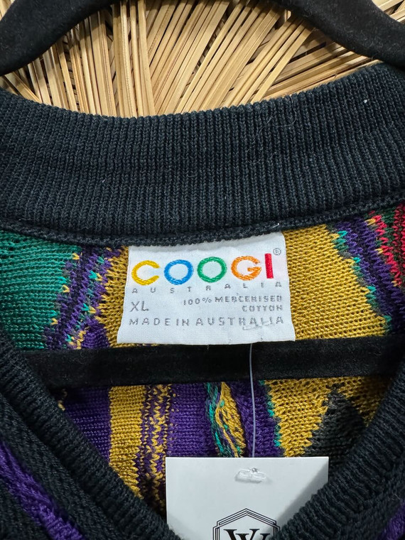 Vintage COOGI Purple Multicolored V-Neck Knit Sweater Size X-Large Vintage COOGI Purple Multicolored V-Neck Knit Sweater Size X-Large