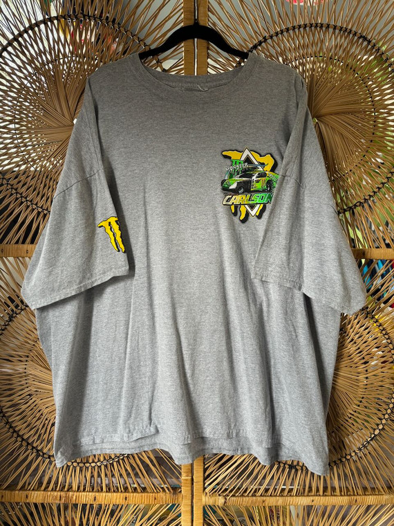 Y2K NASCAR David Carlson Monster Energy Gray T-Shirt Size XXL